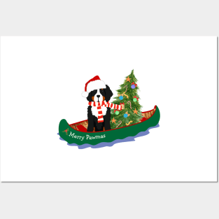 Bernese Mt Dog Christmas Tree Canoe Posters and Art